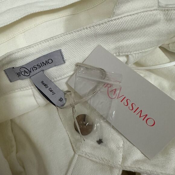 BRAVISSIMO Button Front Denim Dress Belted Knee-Length Stone Garden Party NWT - Picture 9 of 14